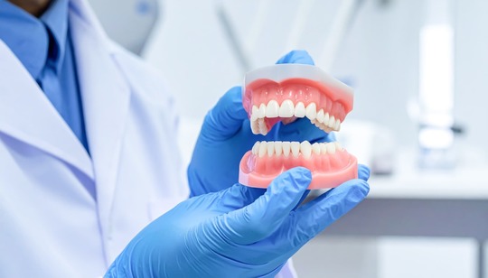 抜歯をせずに治療できるケースを説明する歯科医師