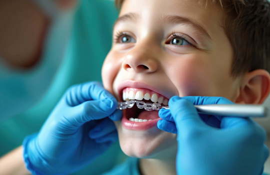 インビザラインで矯正の治療をする子ども